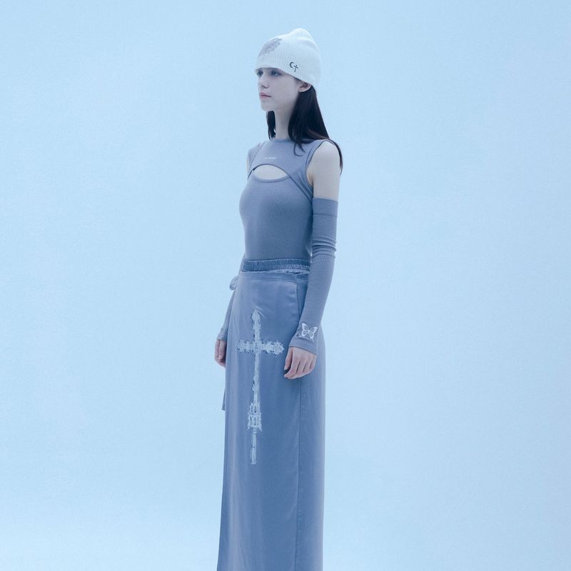 0 5 cut out warmer top - GREY