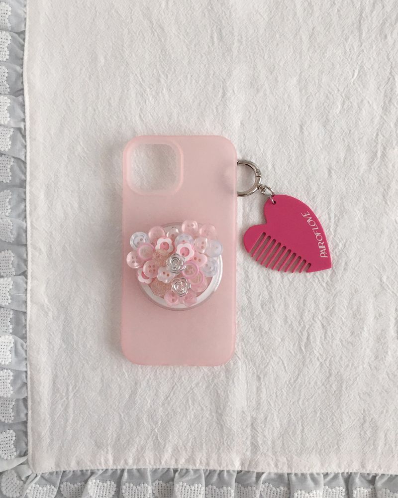 [MAG SAFE] PINK VINTAGE BUTTON HEART TOK