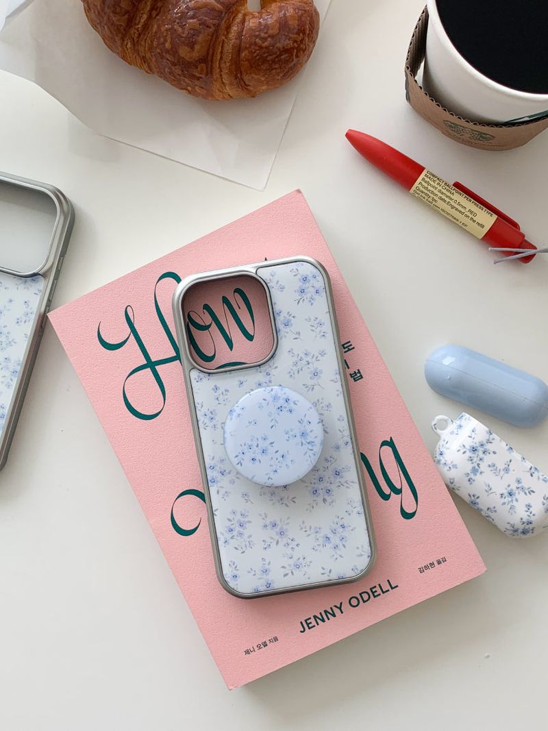 [MADE]ブルーブロッサム シルバー エポキシ バンパー iPhoneケース