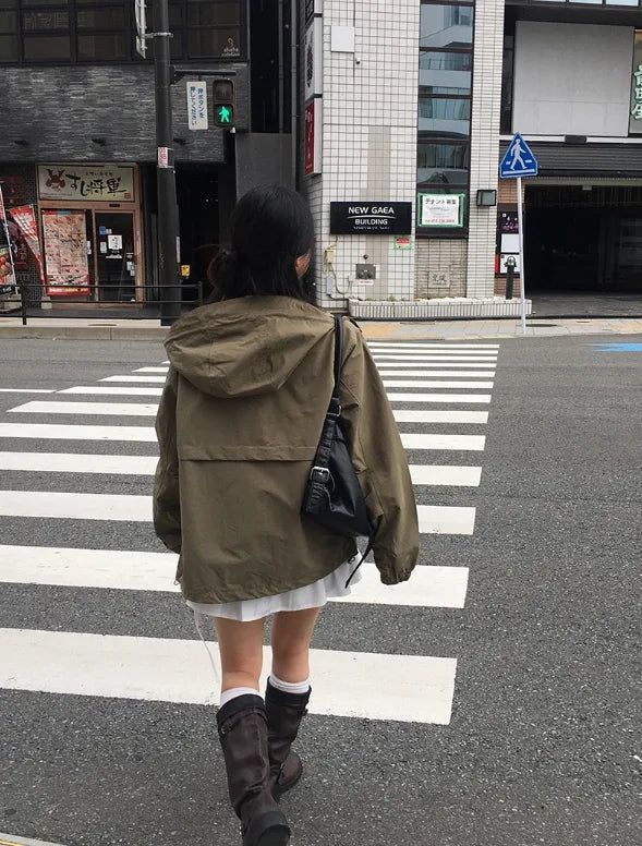 Romon String Hood Pocket Field Jacket