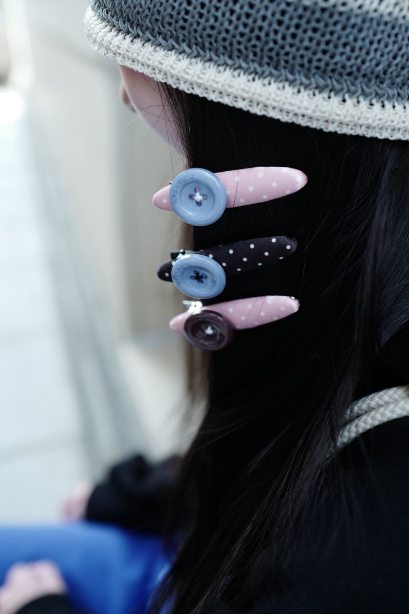 Dot button hair pin [2pcs set]