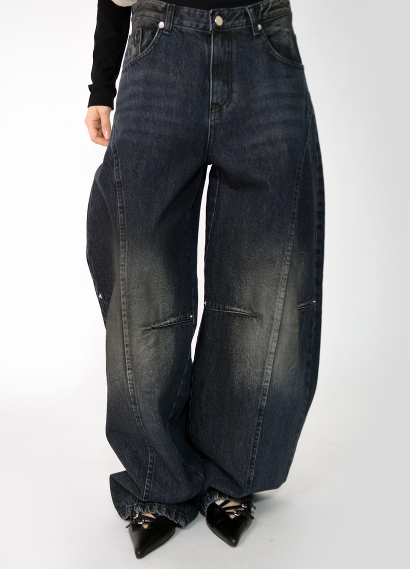 devil black over denim pants
