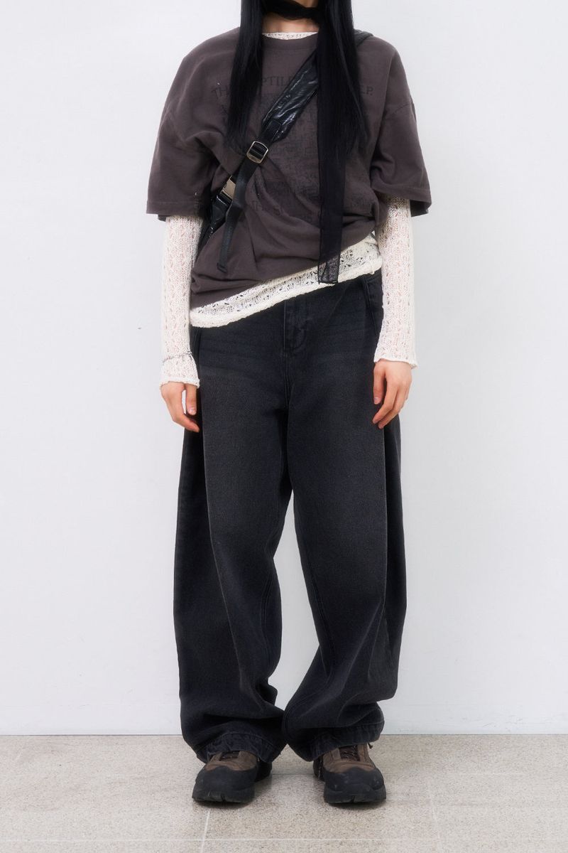 Simon folding wide denim pants