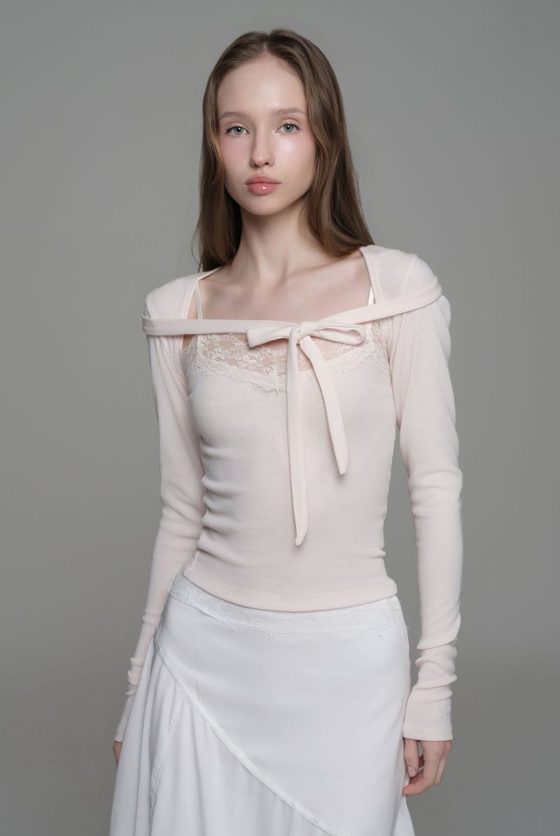 Cotton touch ribbon bolero, Pink