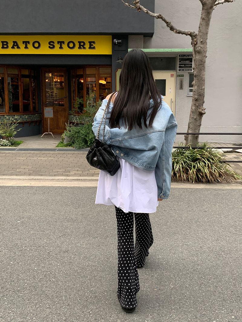 [MADE] Dot Pleated Long Bootcut Pants