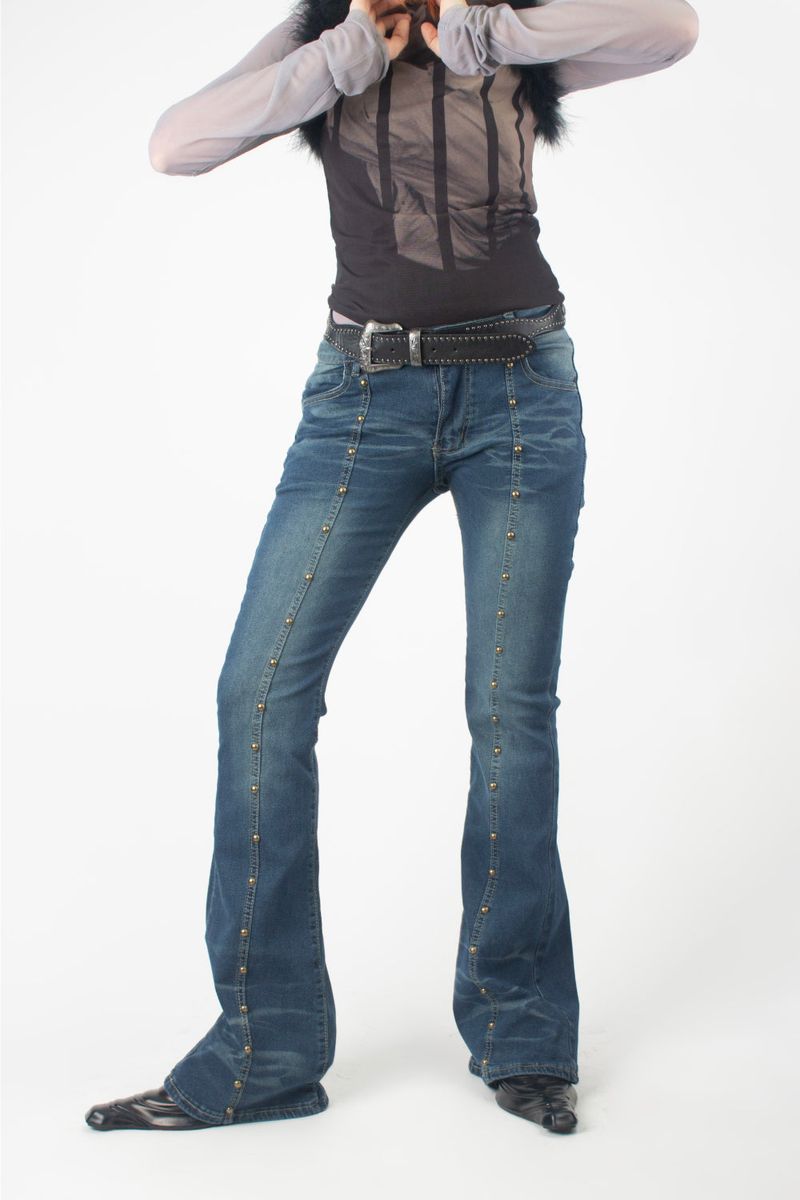 Stud Boots Cut Denim