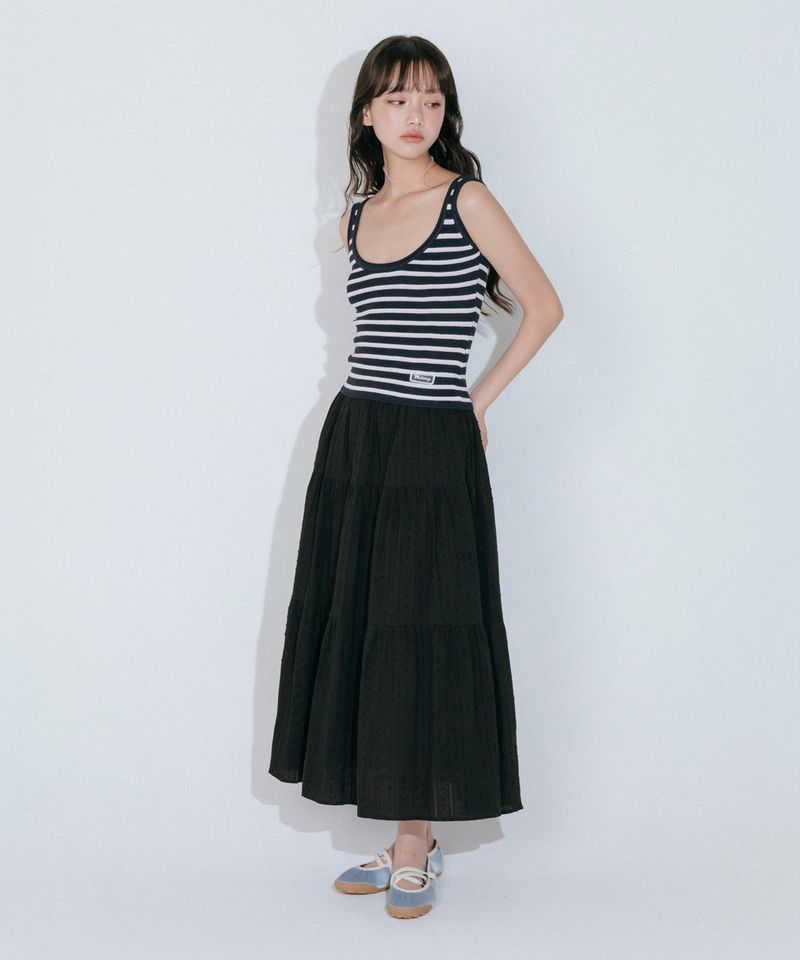 STRIPE SLEEVELESS KNIT TOP (NAVY)