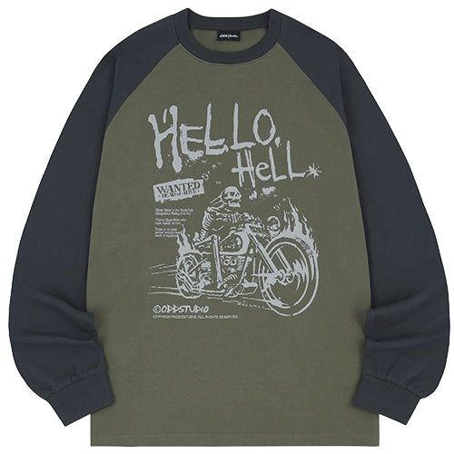 Hello Hell Raglan Oversized Fit Long Sleeve