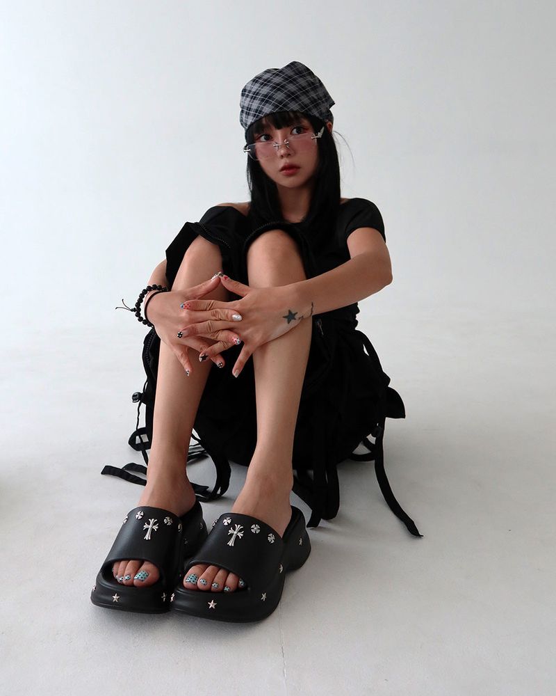 [UNISEX] Checkered linen square scarf