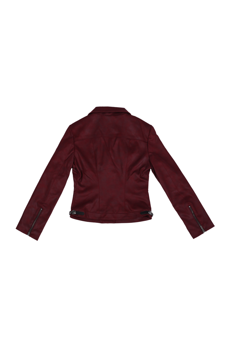 ANTIQUE ROSE SLIM RIDER JACKET #SUEDE RED
