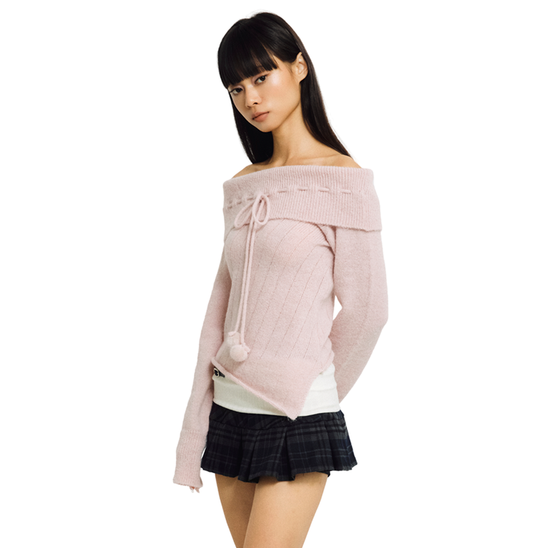 Forusring（フォーラスリング）の「COTTON CANDY OFF-SHOULDER KNIT [PINK]（Tops）」