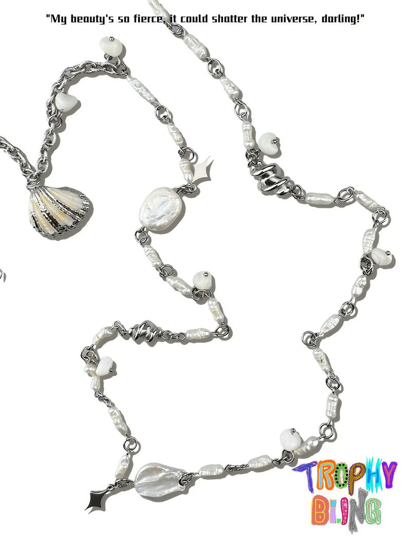 Natural pearl and shell waist chain