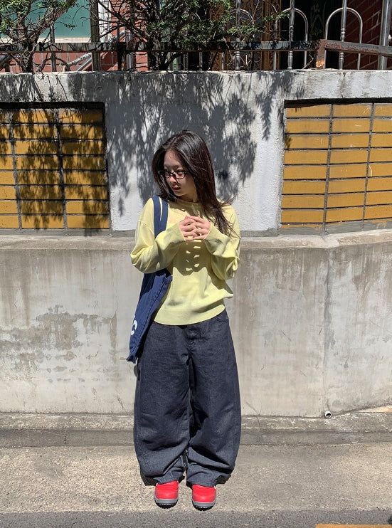 Muden Basic Color Round Neck Knit