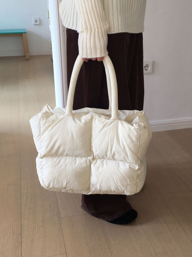 Dukan Waffle Padded Quilted Square Big Shoulder Bag