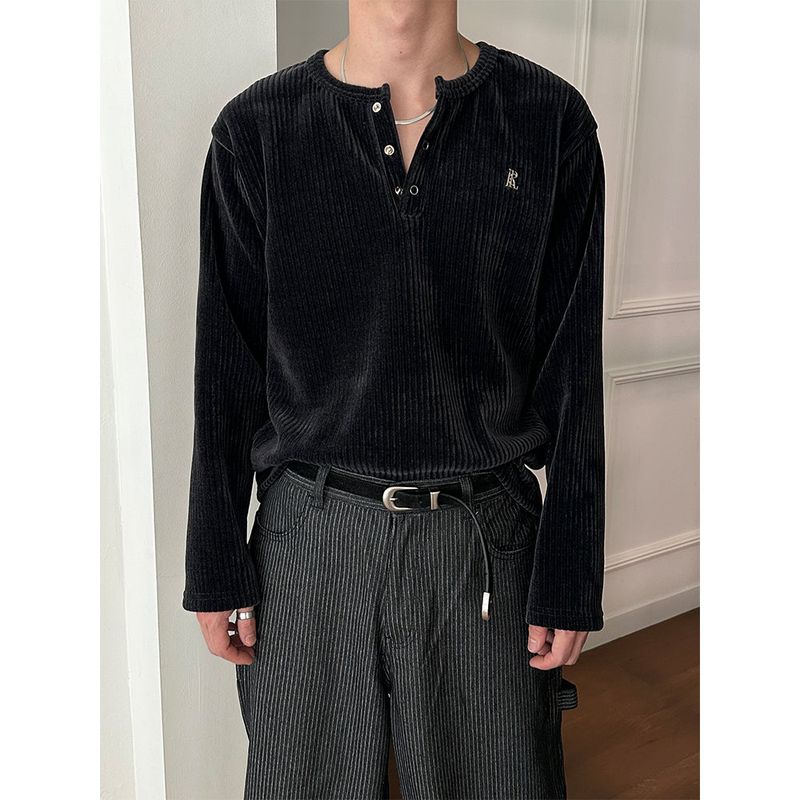 [MADE] Velvet golgi henry neck knit sleeves(3color)