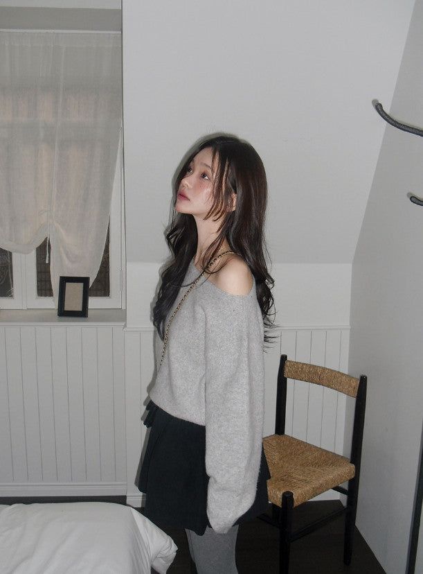 MN Daily Wool Off Shoulder Knit (4color)
