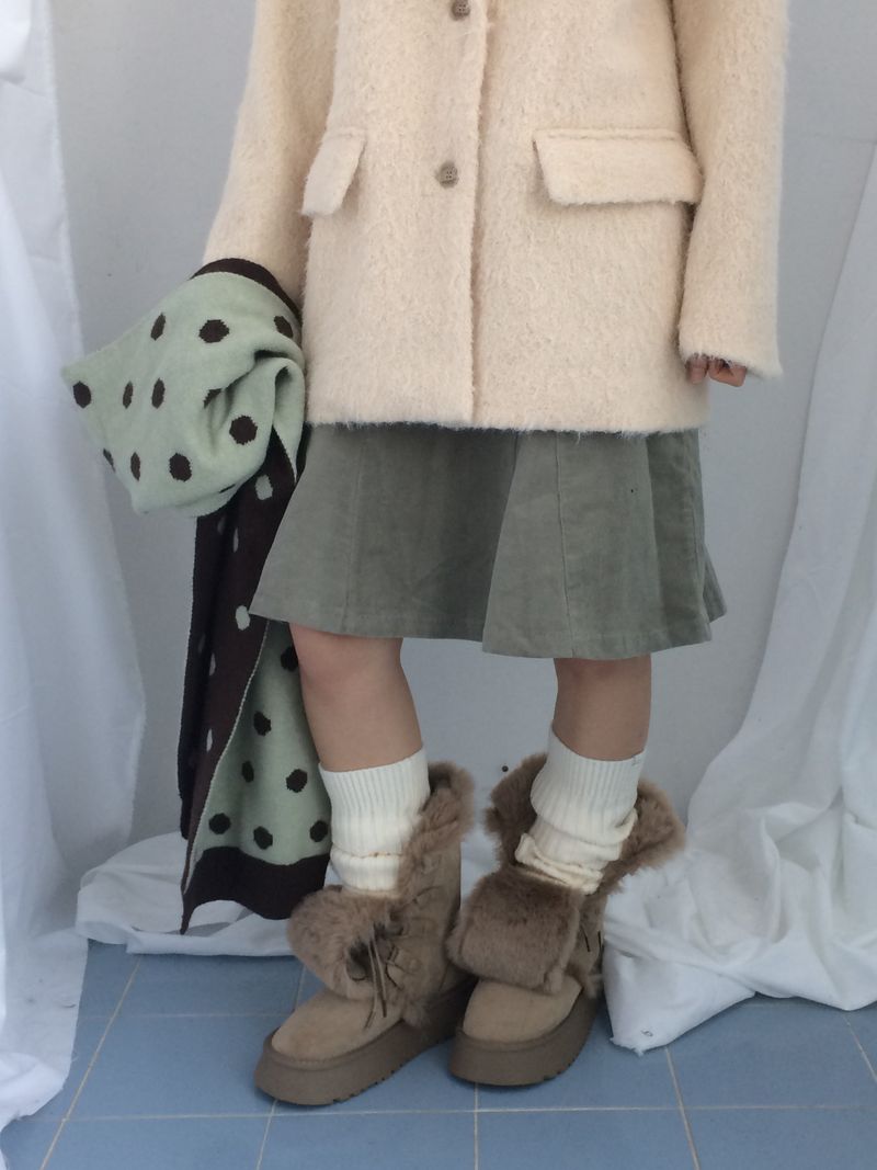 Suede Rabbit Fur Boots