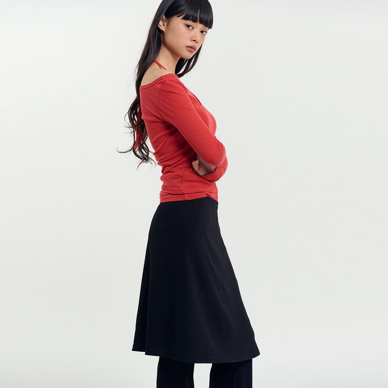 Wrap Skirt Pants Black