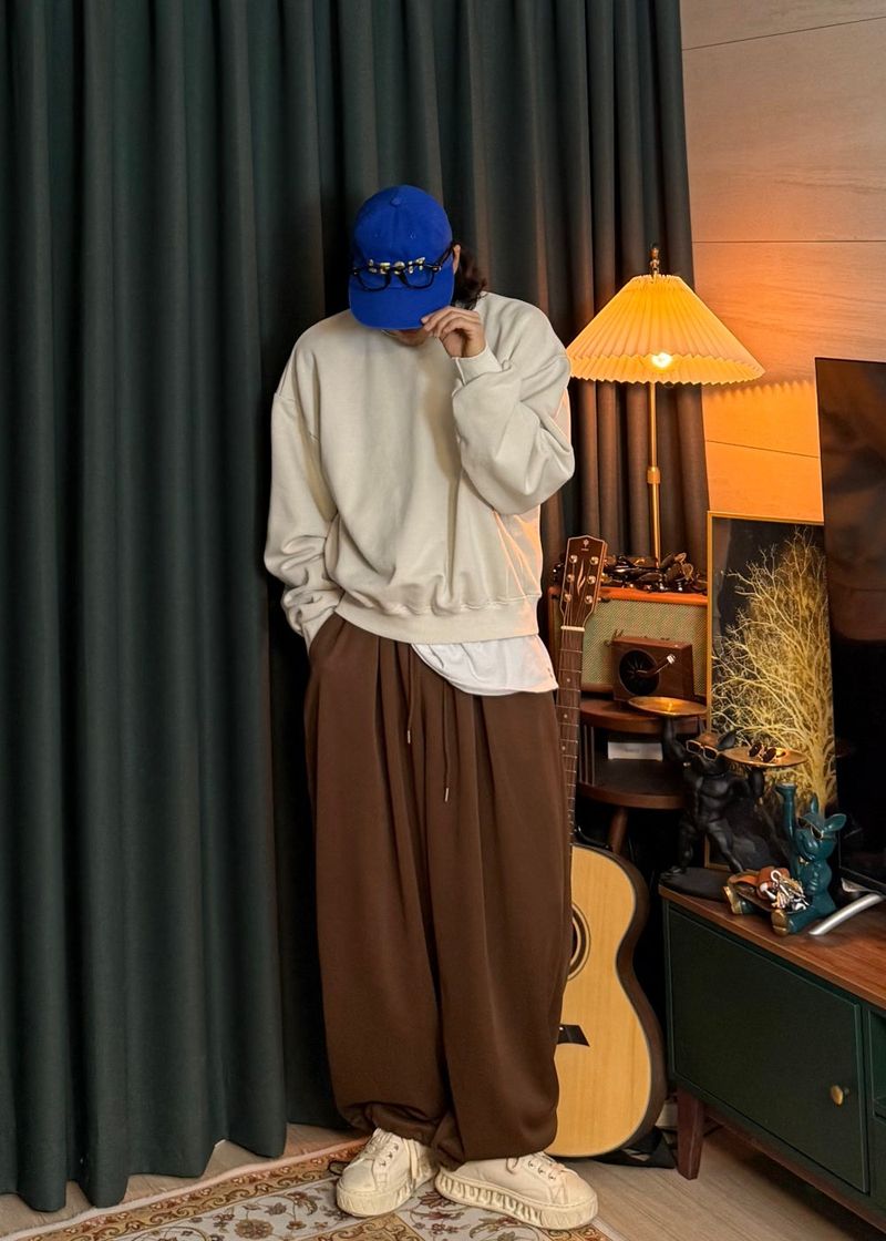 Double-pleated wide string pants 5COLOR