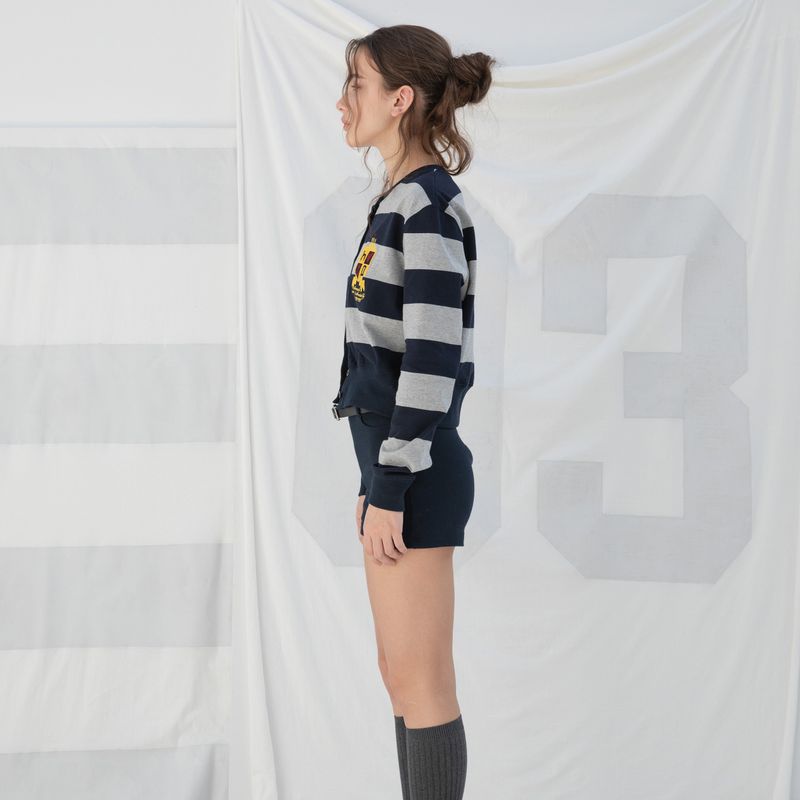 CLASSIC CARDIGAN (NAVY/GREY STRIPE)