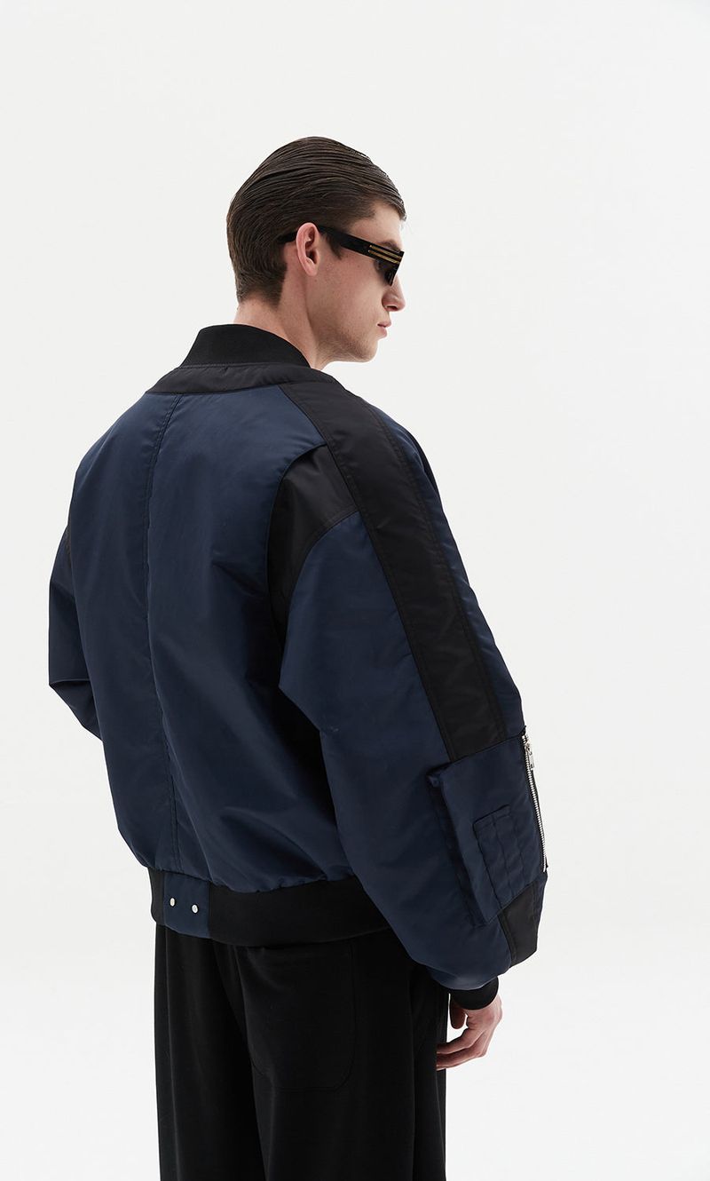 curved pocket bomber jacket