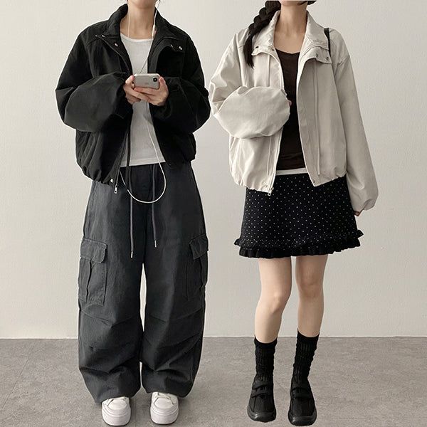 hijjoo（ハイチュー）の「ディエルハイネックストリングバルーンオーバーフィットジップアップジャンパー（ジャケット/アウター）」