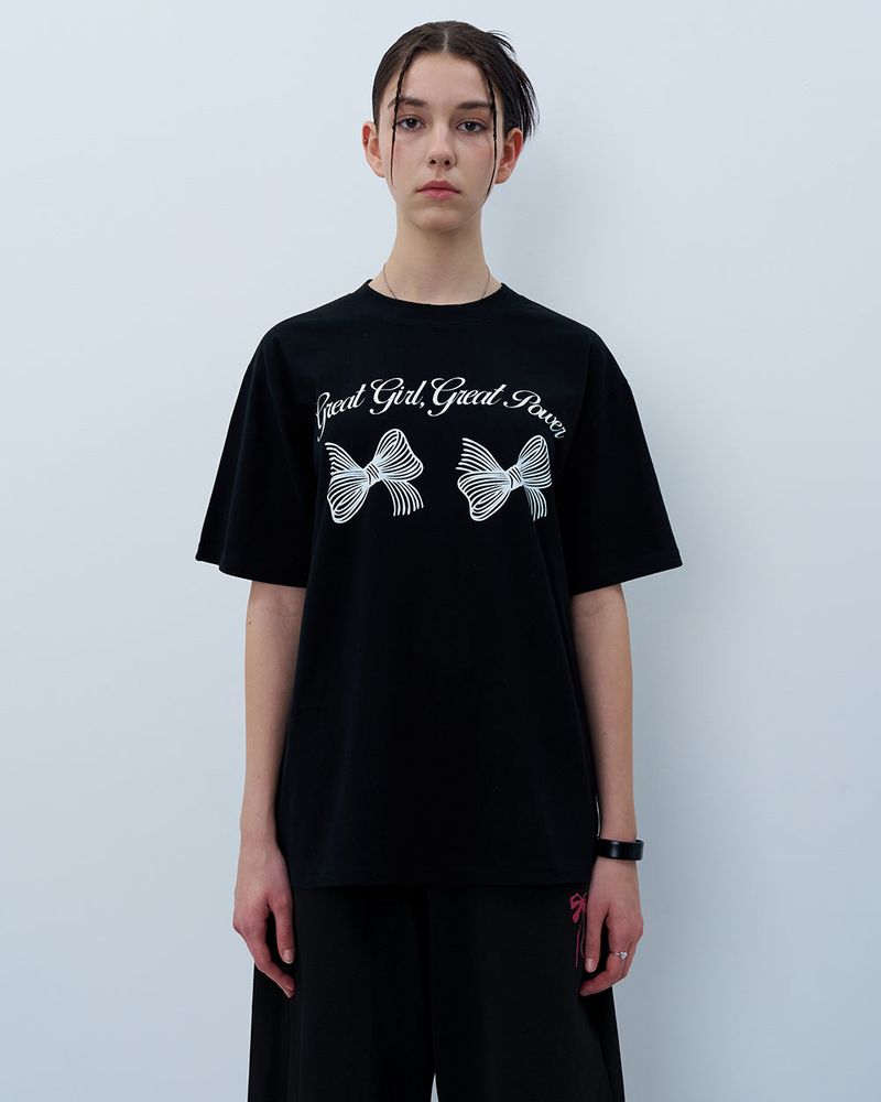 TWIN RIBBON TSHIRT-BLACK