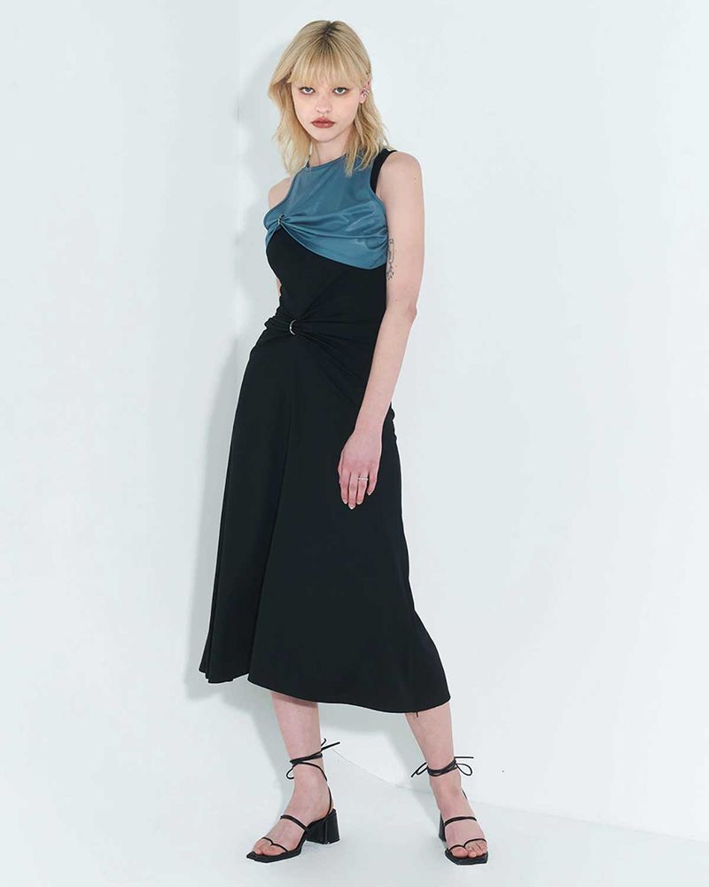 Chain Link Layered Dress _ Teal