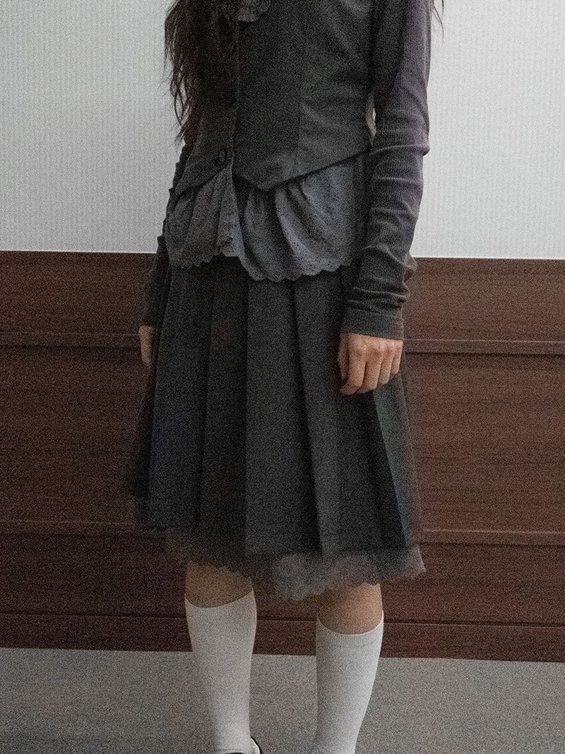 Tweety Bow Midi Skirt (grey)