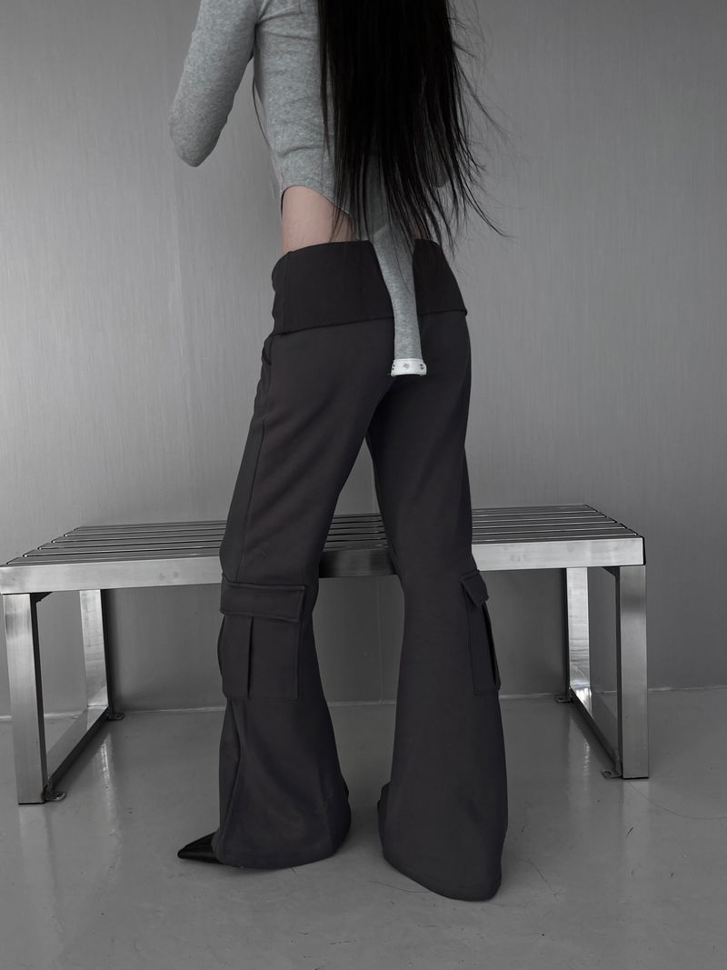 folded cargo bootcut pants (fleece-lined / 2color)