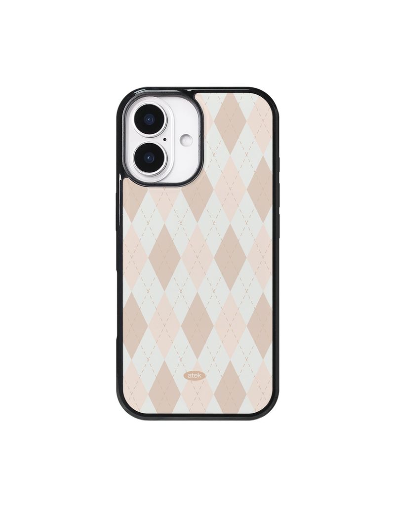 ATEK(アテック)の「Check Pattern MagSafe Glass Bumper Case(Brown)(Smartphone Accessories)」