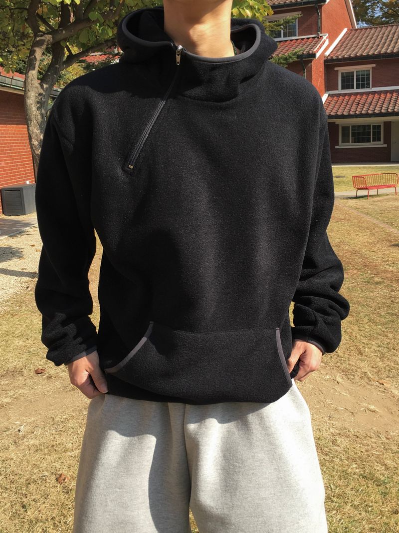 Foil fleece diagonal half-zip 4C