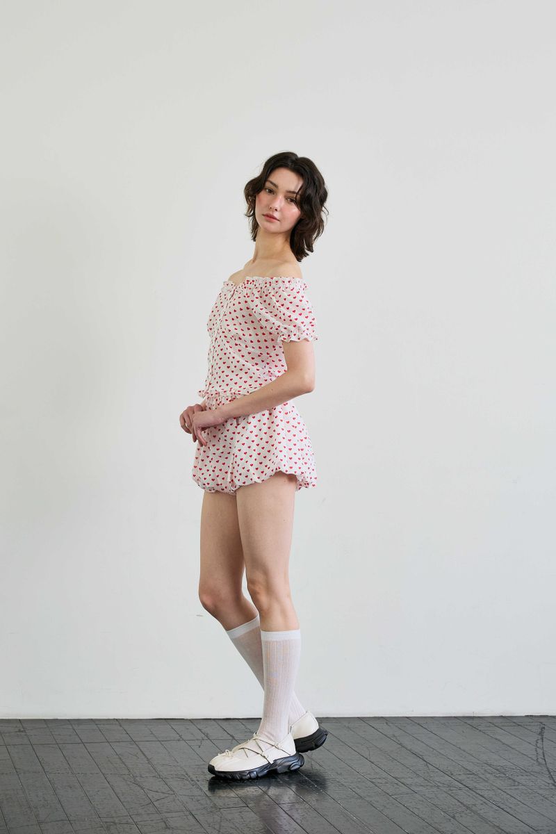 MINI HEART BALLOON SKIRT PANTS / WHITE