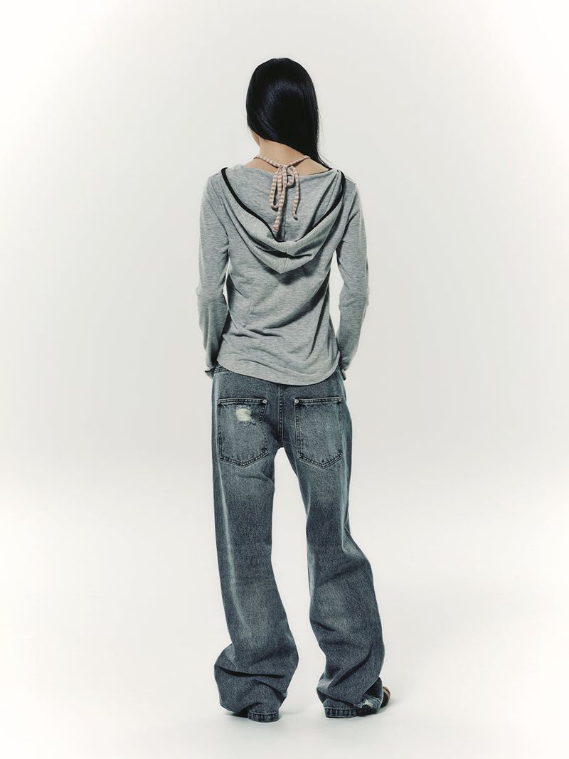 STRING TIED L/S GREY