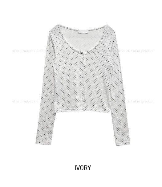 Minute Dot U-Neck Long Sleeve Cardigan