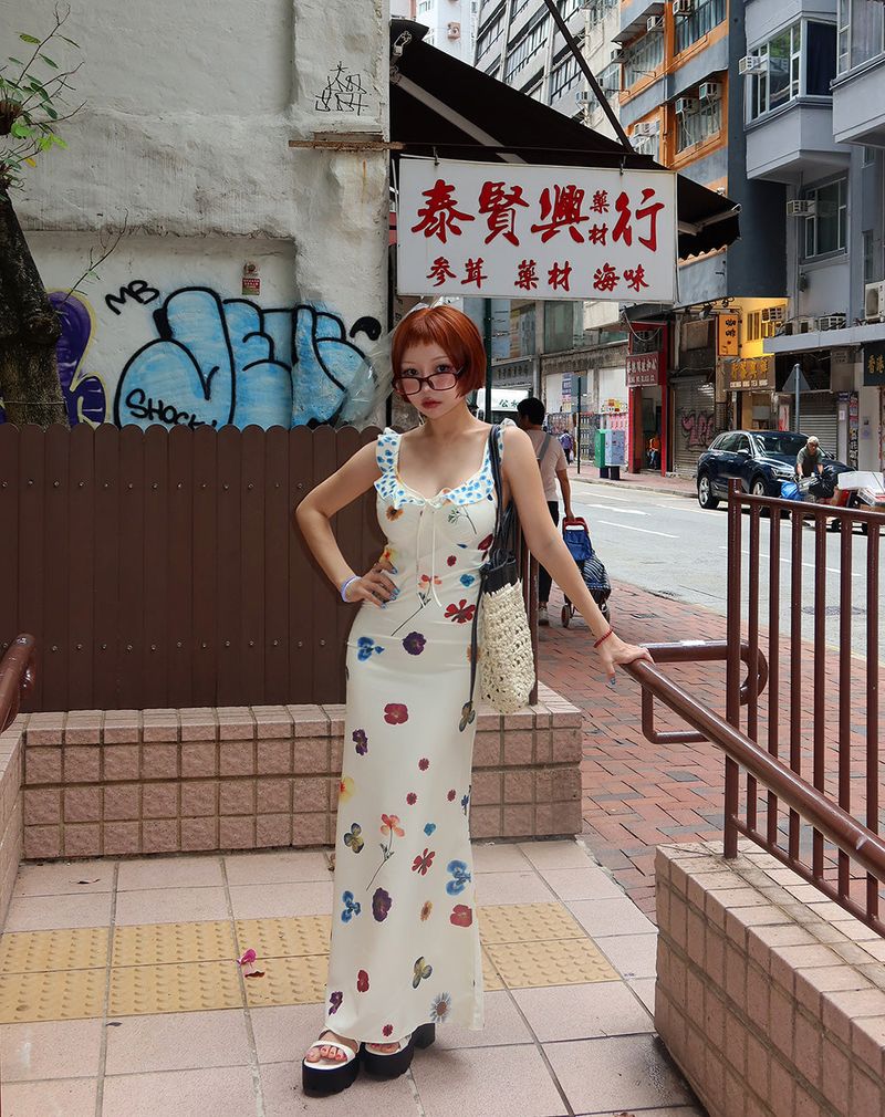 May Flower Slim Maxi Long Dress