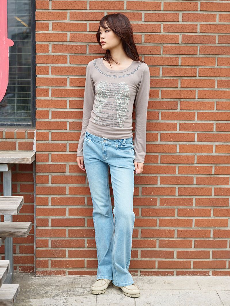 SCOOP NECK L/S SAND