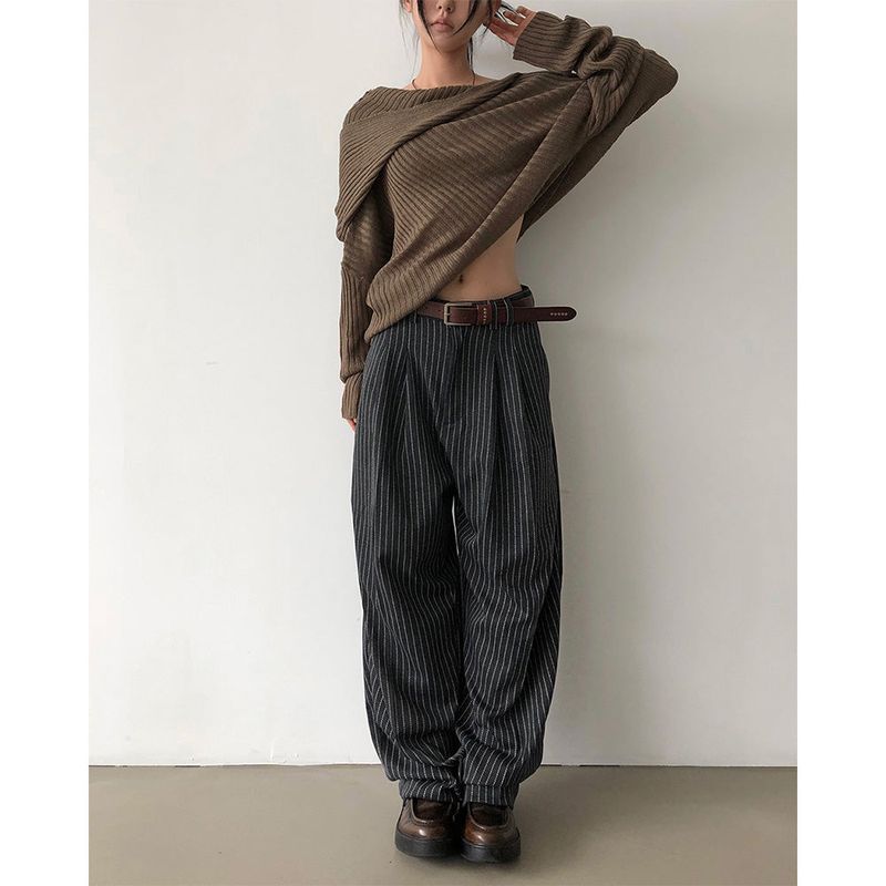 [UNISEX] Stripe Curved Slacks