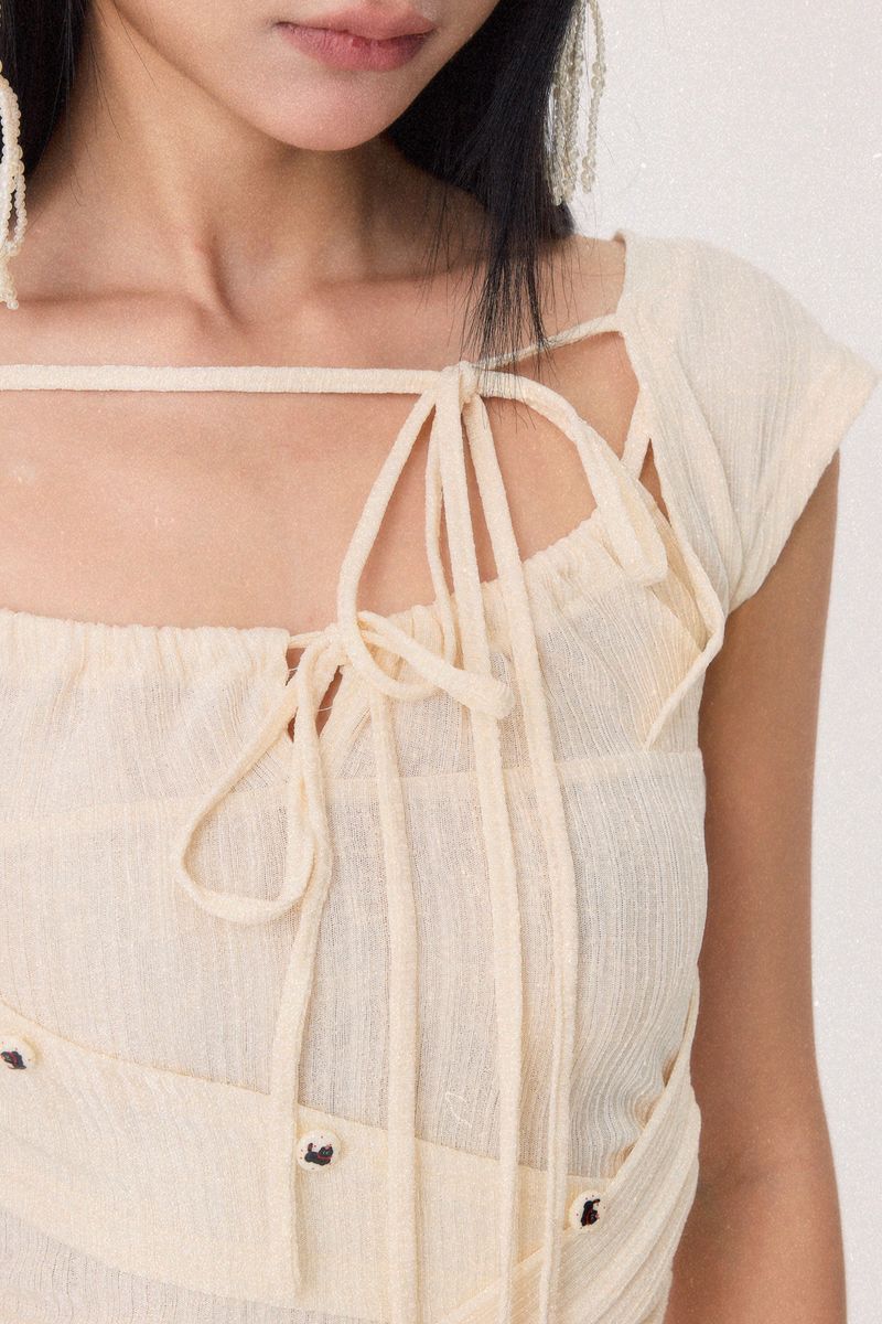 Dear Days Asymmetrical Knit Top (Cream)