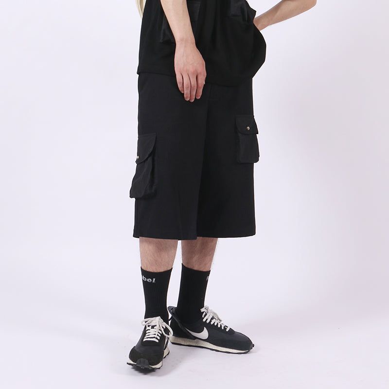 RELABEL Black Work Shorts with Multiple Pockets