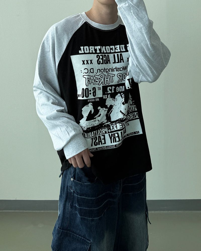 Poster Color Block Raglan Long Sleeve