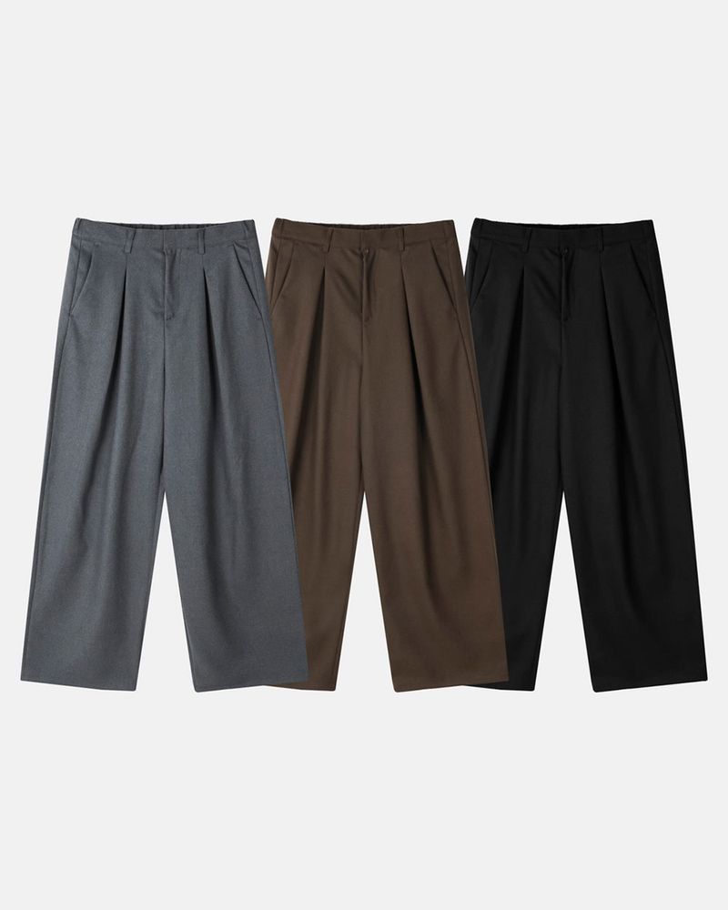 Tia Double-Pleat Wide Slacks