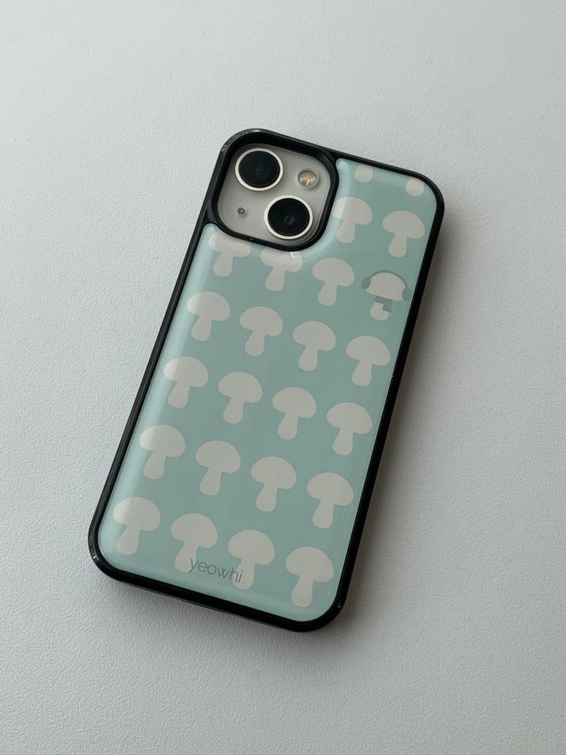 [MADE] mushroom pattern epoxy bumper case_Mint Beige
