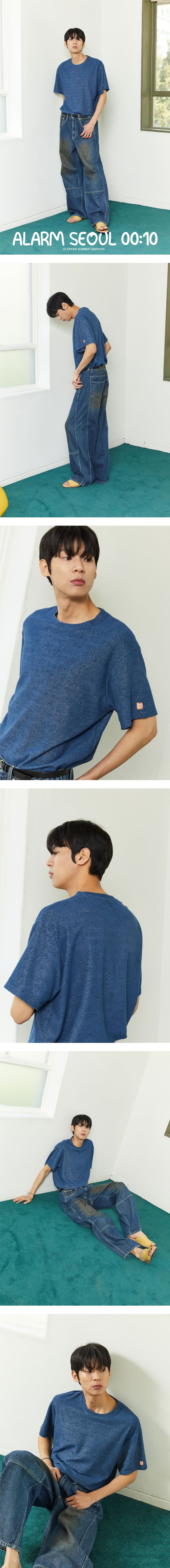 ALARM PIQUE TERRY T SHIRT NAVY_UNISEX