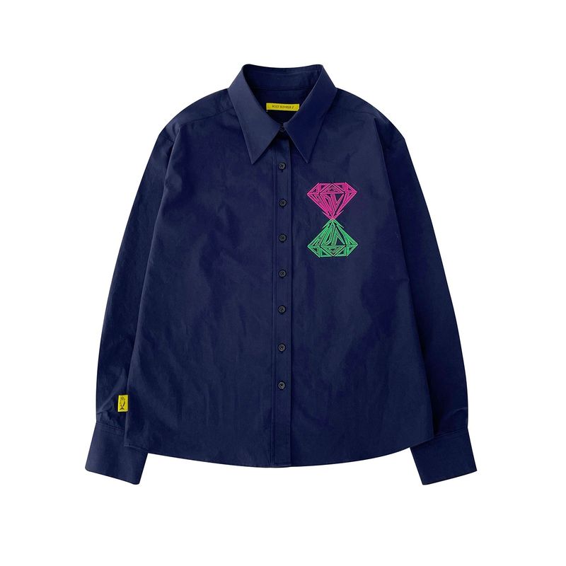 HOLY NUMBER 7（ホーリーナンバーセブン）の「SALT & LIGHT LOGO EMBROIDERY SHIRT _ NAVY（Tops）」
