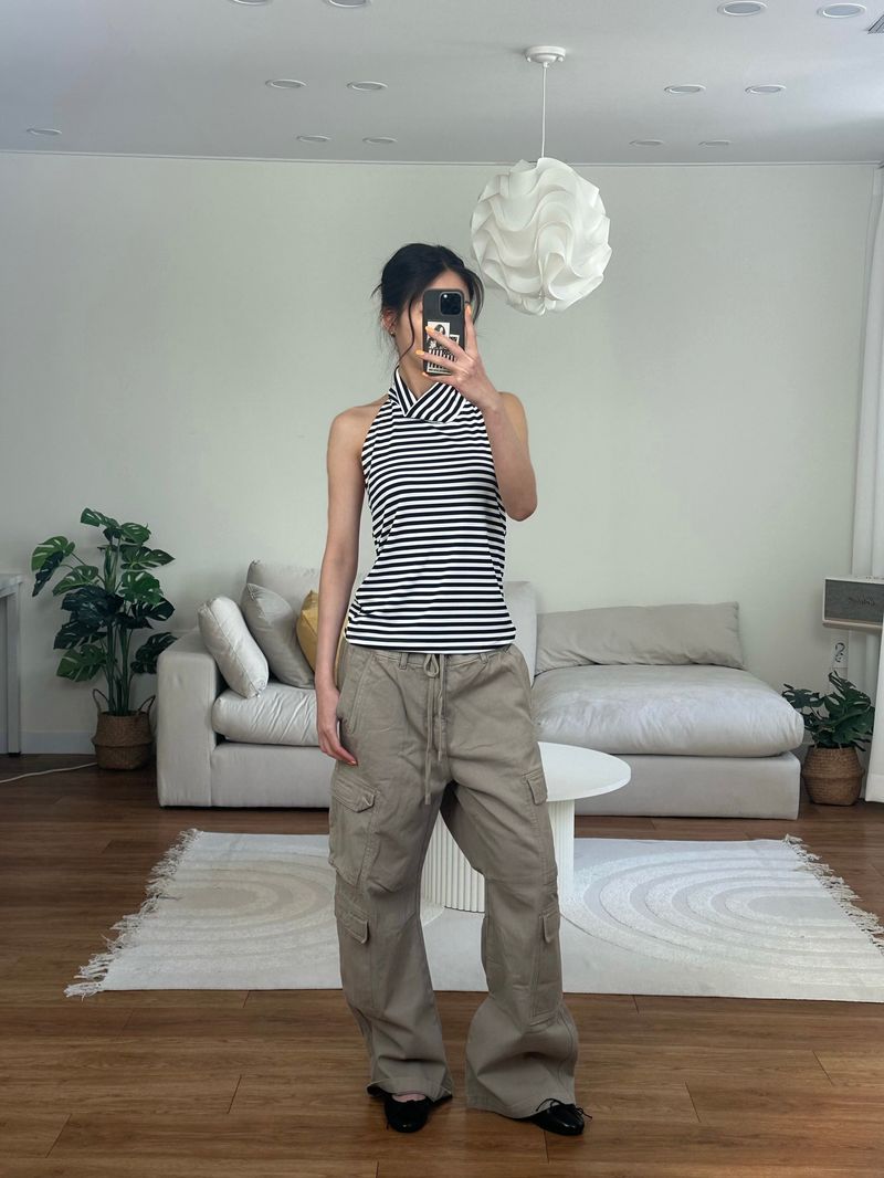 stripe halter neck top