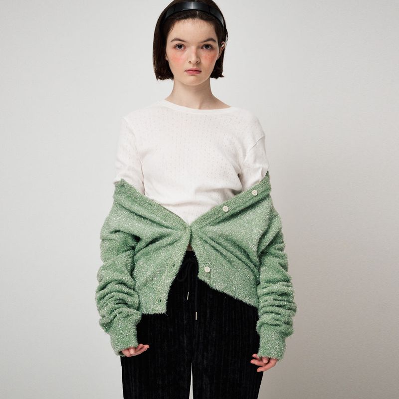 FUN FROM FUN(ファンフロムファン)の「METAL KNIT CARDIGAN, GREEN()」