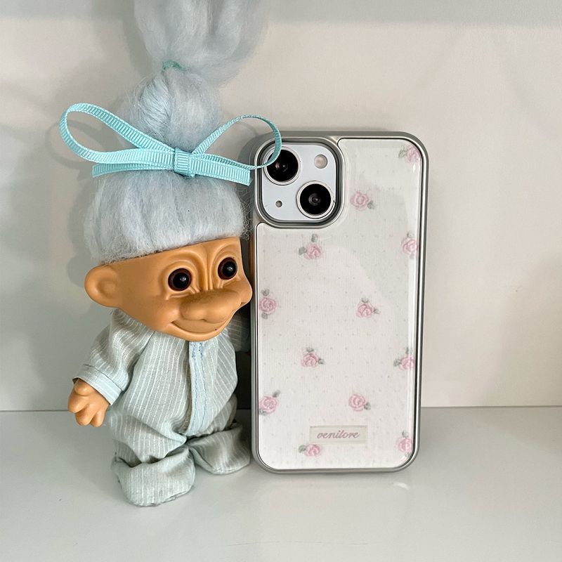 [MADE][Glass Silver Bumper Case]  Rose Stitch Knit Case