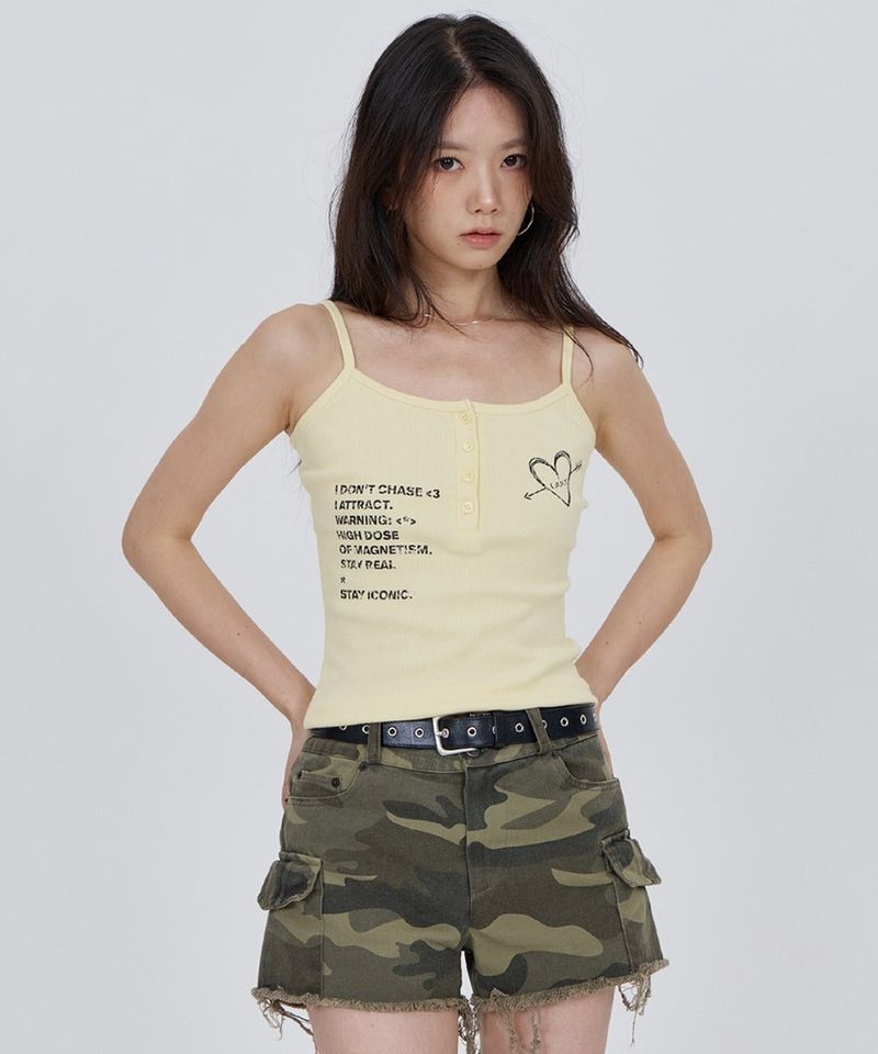 calloutnewyear(cony)(コールアウトニューイヤー(コニー))の「CONY HEART GRAPHIC RIB TANK TOP / BUTTER YELLOW(Tops)」