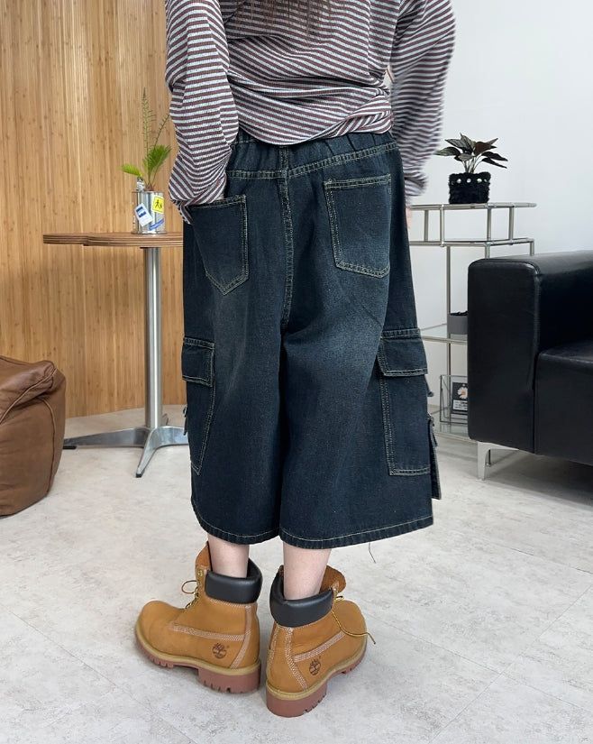 Letty Strap Cargo Bermuda Denim